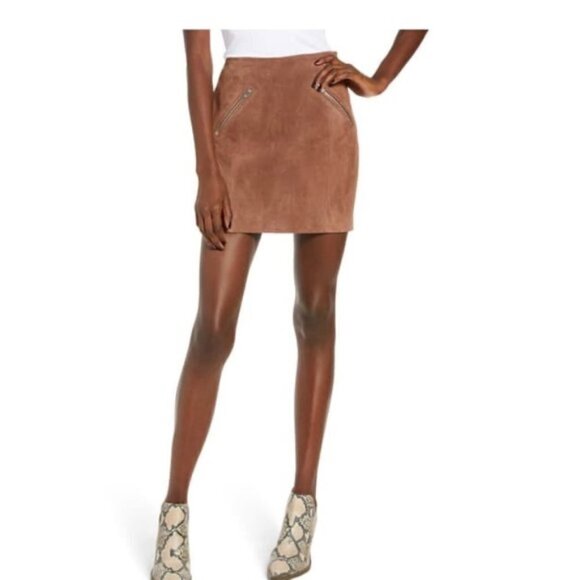 BlankNYC size 29 Brown Suede Leather Lined Mini Skirt - Picture 1 of 13